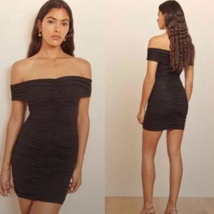 Reformation Sabine Mini Dress in Black, XL